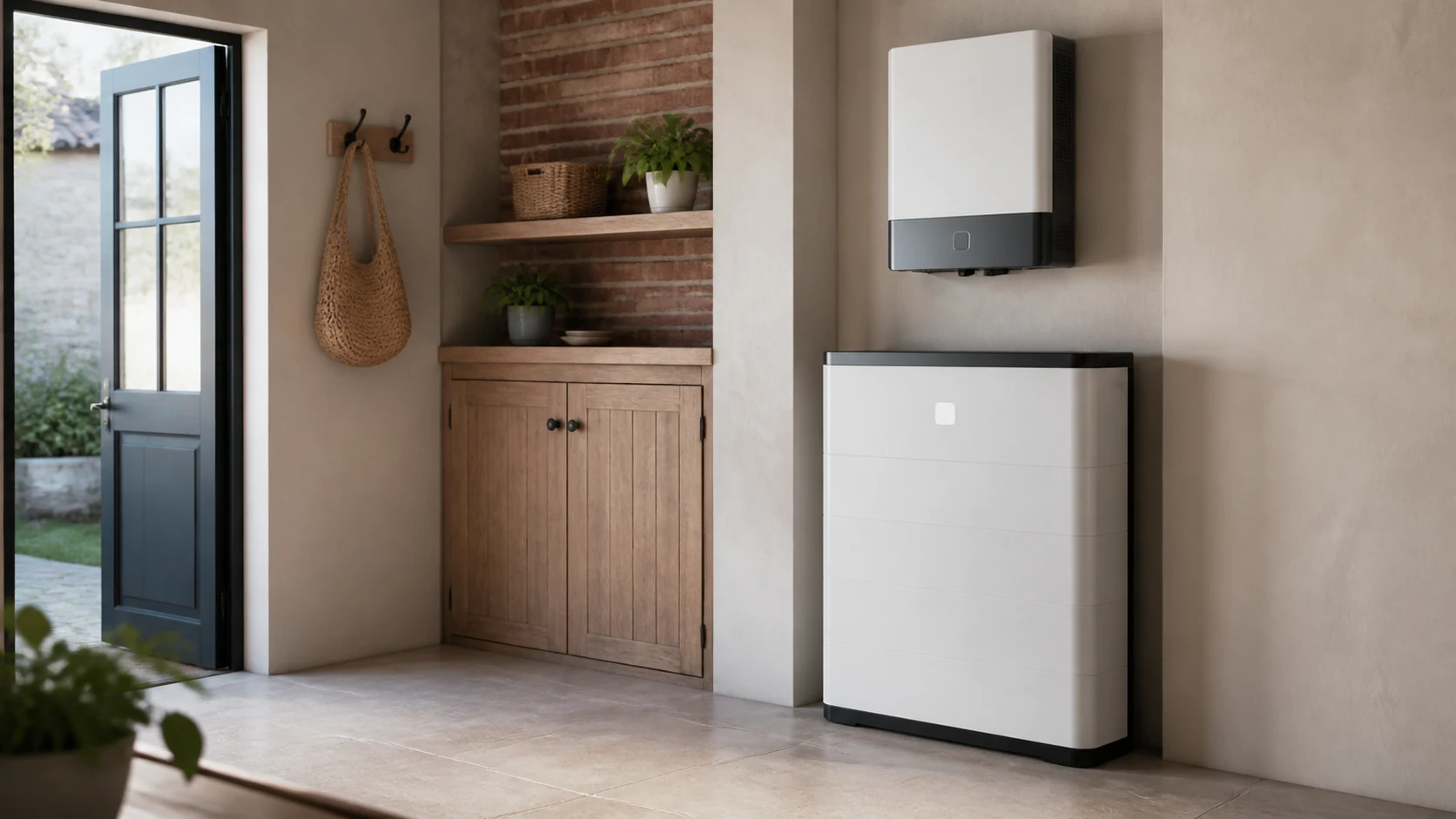 Batterie domestique et onduleur hybride dans une maison rénovée